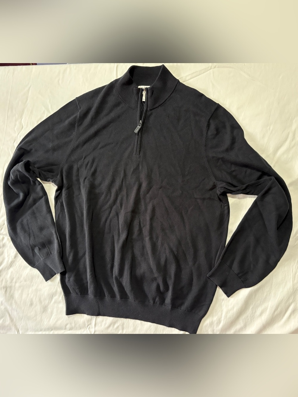Joseph Abboud 100% Pima Cotton Black Quarter-Zip Sweater